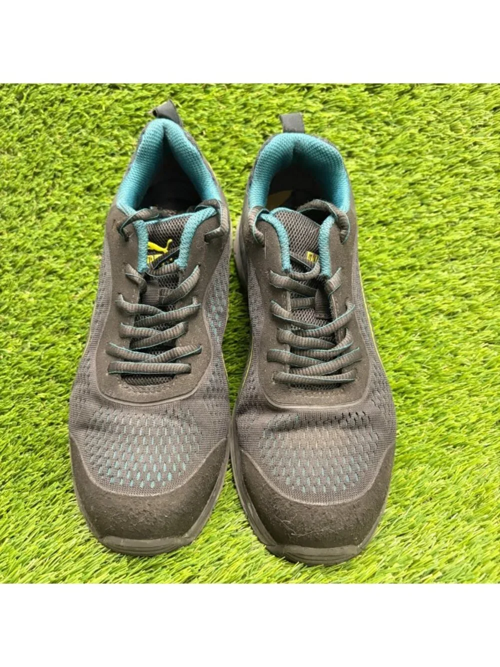 Puma Fuse Knit 2.0 Low Womens Size 7 Black Blue Composite Toe Safety Work Shoes